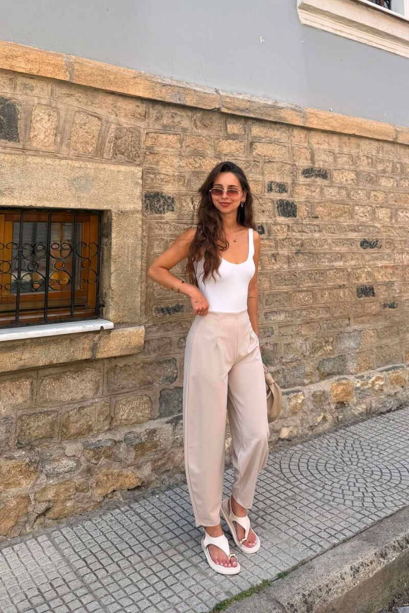ONE COLOR BALLON WOMAN TROUSERS BEIGE/BEZHE - 2