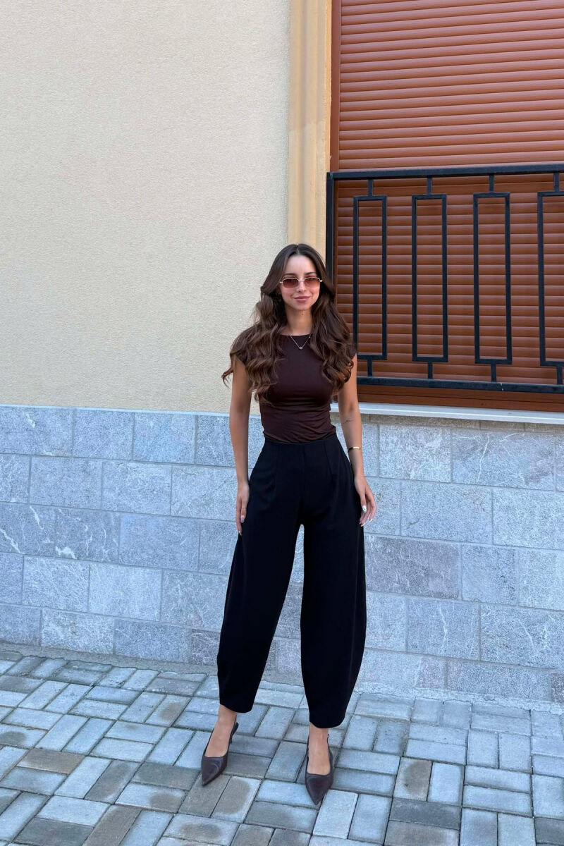 ONE COLOR BALLON WOMAN TROUSERS BLACK/ E ZEZE - 1