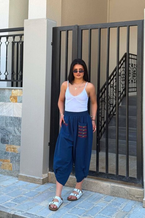 ONE COLOR BALLON WOMAN TROUSERS BLUE/BLU 