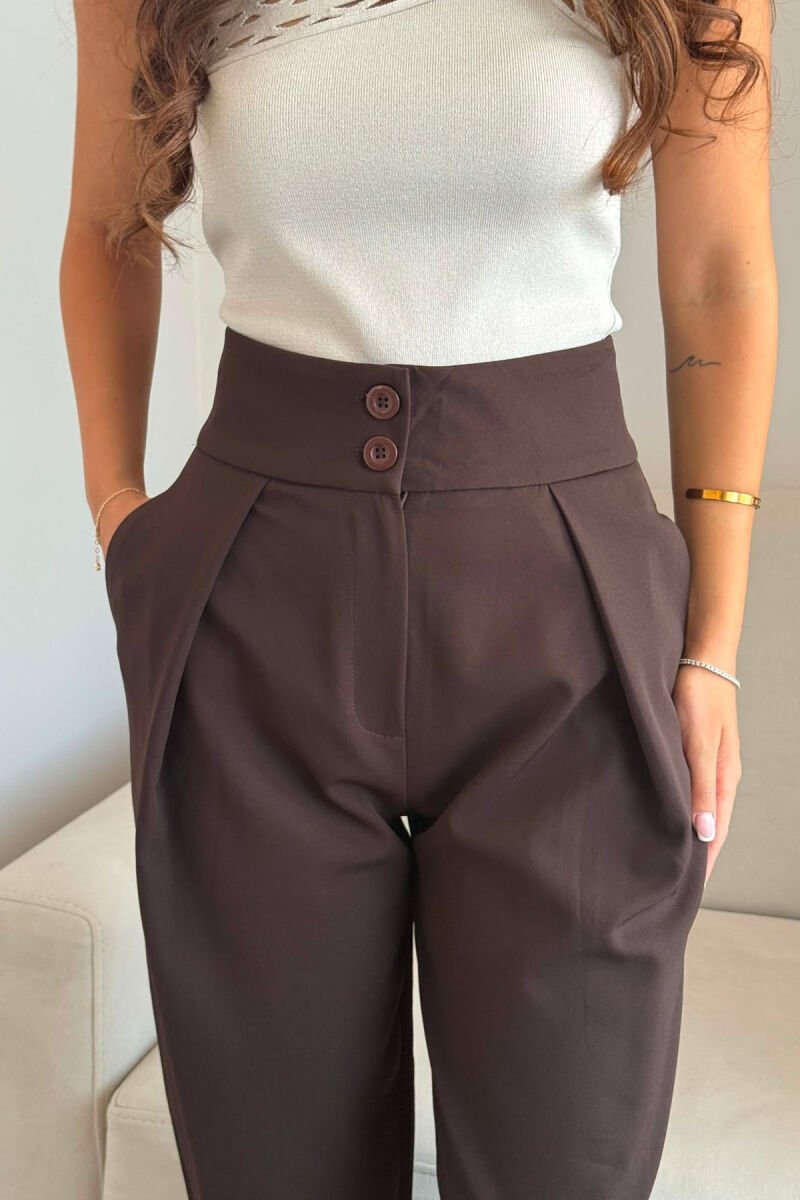 ONE COLOR BALLON WOMAN TROUSERS DARK BROWN/KAE - 5