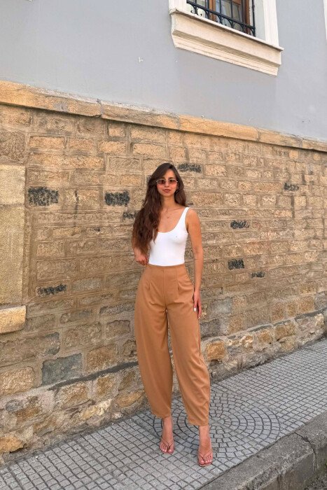 ONE COLOR BALLON WOMAN TROUSERS LIGHT BROWN/KAZB 