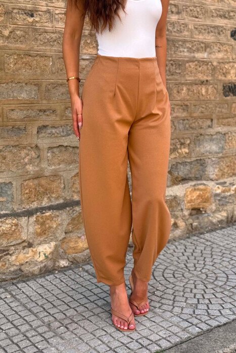ONE COLOR BALLON WOMAN TROUSERS LIGHT BROWN/KAZB - 2