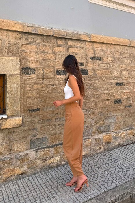 ONE COLOR BALLON WOMAN TROUSERS LIGHT BROWN/KAZB - 5