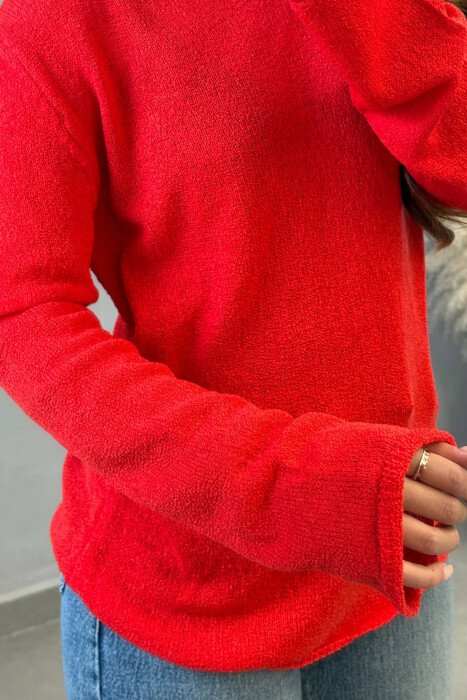 ONE COLOR SIMPLE WOMAN SWEATER RED/E KUQE - 2