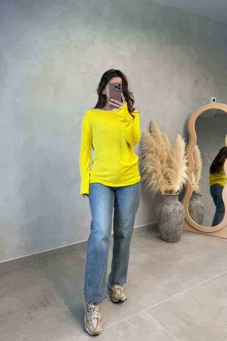 ONE COLOR SIMPLE WOMAN SWEATER YELLOW/E VERDHE - 4