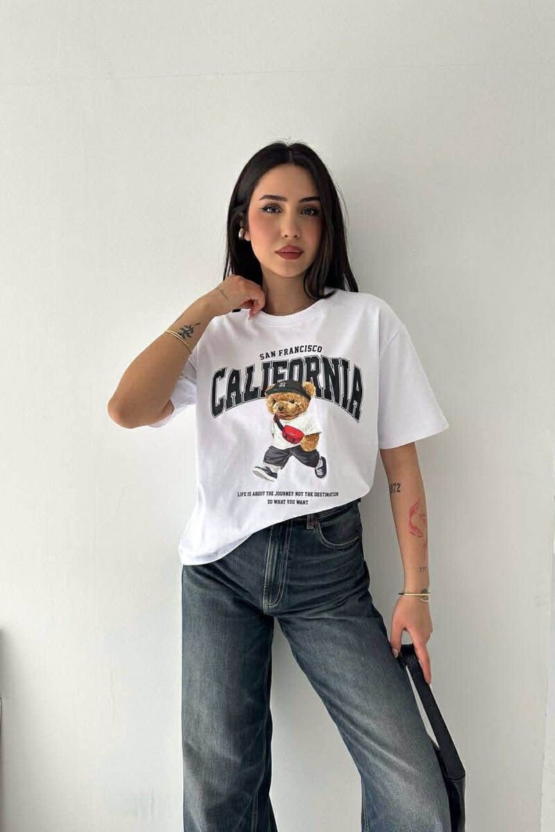 ONE COLOR BEAR IMAGE WOMAN T-SHIRT WHITE-E BARDHE - 4