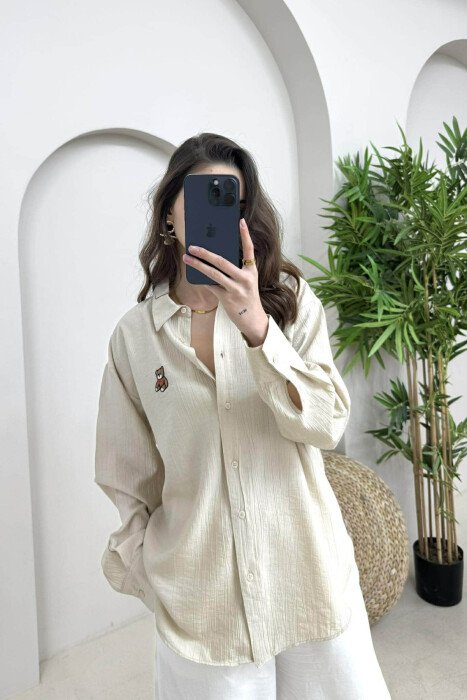 ONE COLOR BEAR LOGO WOMEN SHIRT BEIGE/BEZHE 