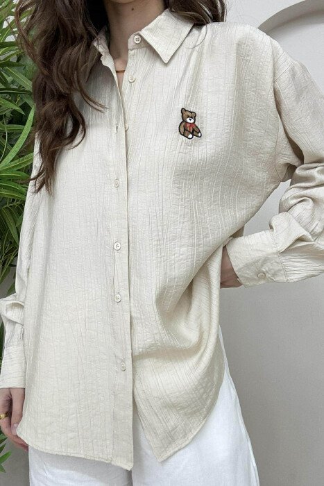ONE COLOR BEAR LOGO WOMEN SHIRT BEIGE/BEZHE - 2