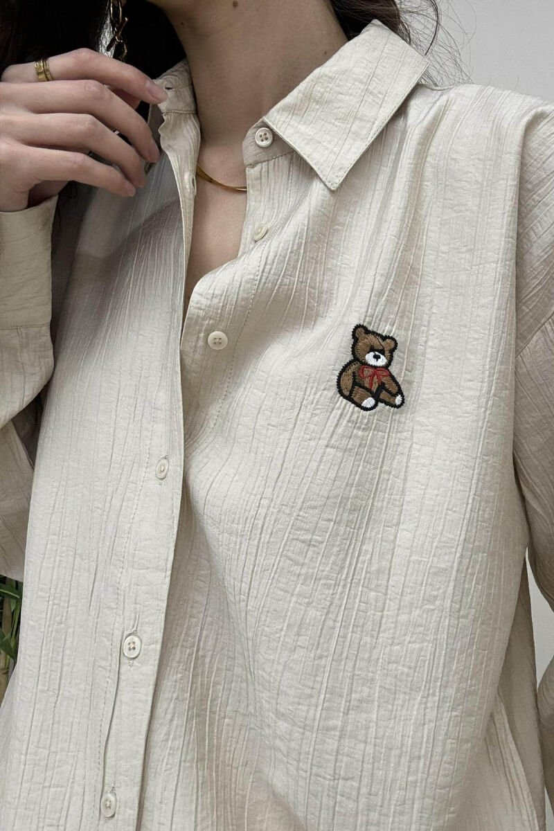 ONE COLOR BEAR LOGO WOMEN SHIRT BEIGE/BEZHE - 4