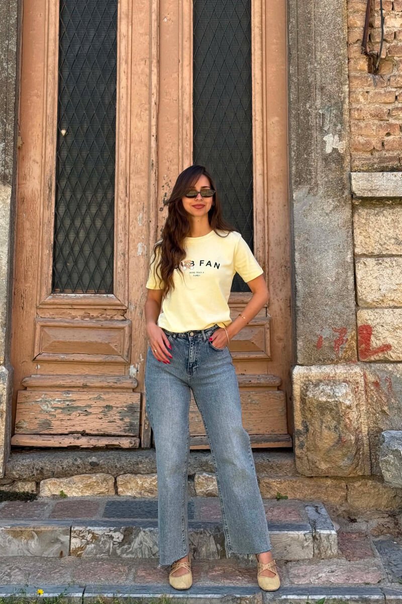 ONE COLOR BEAR LOGO & WRITTINGS WOMAN T-SHIRT LEMON/ LIMON - 3