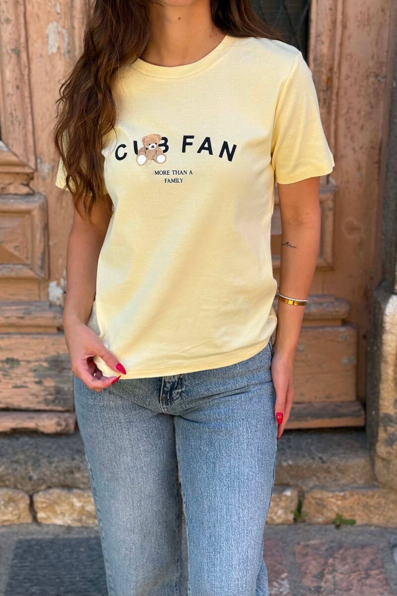 ONE COLOR BEAR LOGO & WRITTINGS WOMAN T-SHIRT LEMON/ LIMON - 5