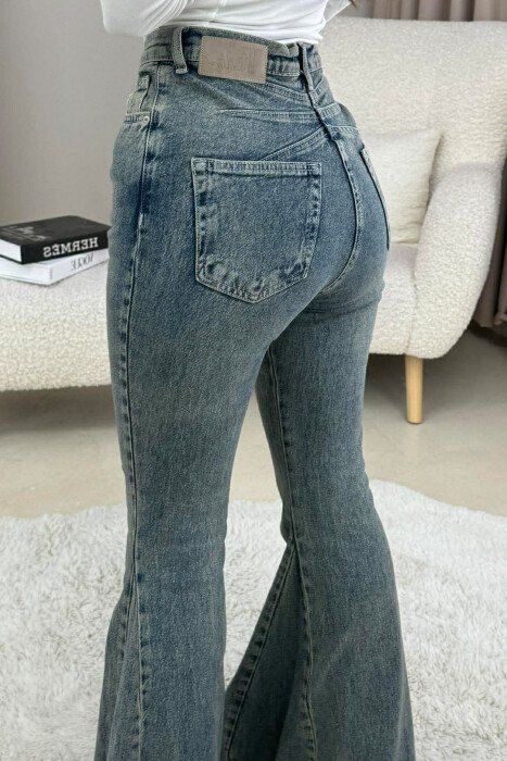 ONE COLOR BELL BOTTOM WOMEN JEANS BLUE/BLU - 3