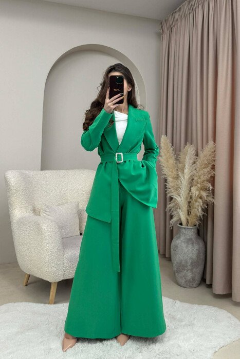 SET NJE NGJYRESH XHAKETE ME RRIP+PANTALLONA PER FEMRA NE NGJYRE JESHILE 