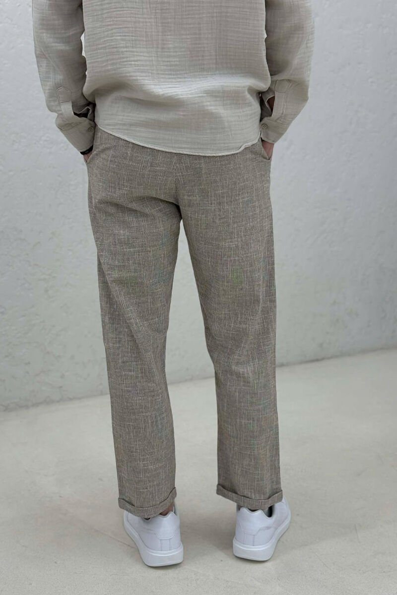 ONE COLOR BELT DETAIL MEN PANTS BEIGE/BEZHE - 2
