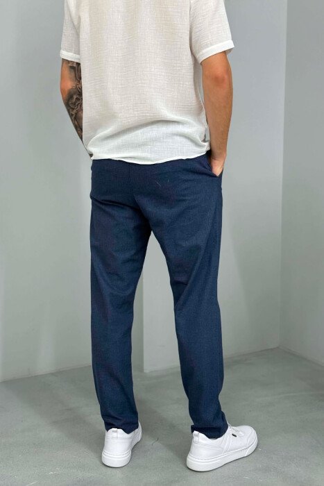 ONE COLOR BELT DETAIL MEN PANTS BLUE/BLU - 3