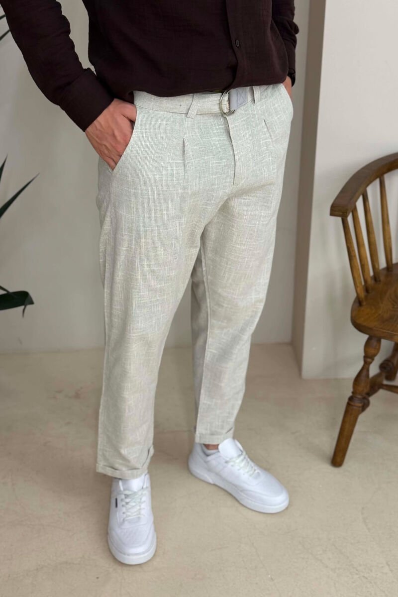 ONE COLOR BELT DETAIL MEN PANTS GREY/GRI - 4