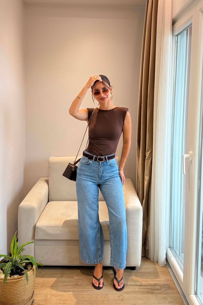 ONE COLOR BELT DETAIL SIMPLE WOMAN JEANS LIGHTBLUE/BZ - 3