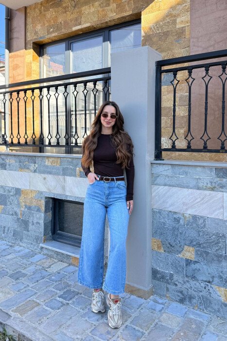 ONE COLOR BELT DETAIL SIMPLE WOMAN JEANS LIGHTBLUE/BZ - 2