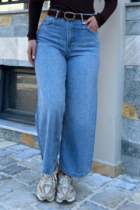 ONE COLOR BELT DETAIL SIMPLE WOMAN JEANS LIGHTBLUE/BZ - 3