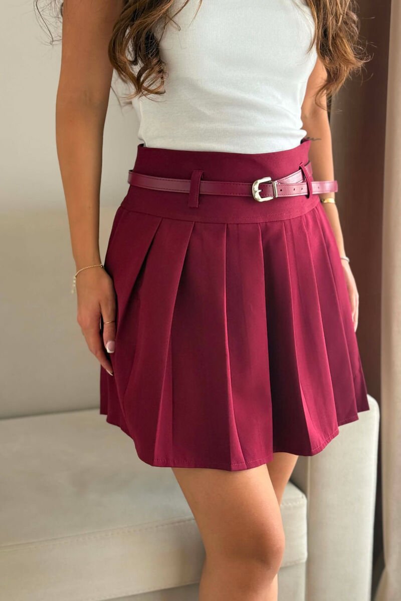 ONE COLOR BELT DETAIL TENNIS WOMEN SKORT BURGUNDY/VISHNJE - 4