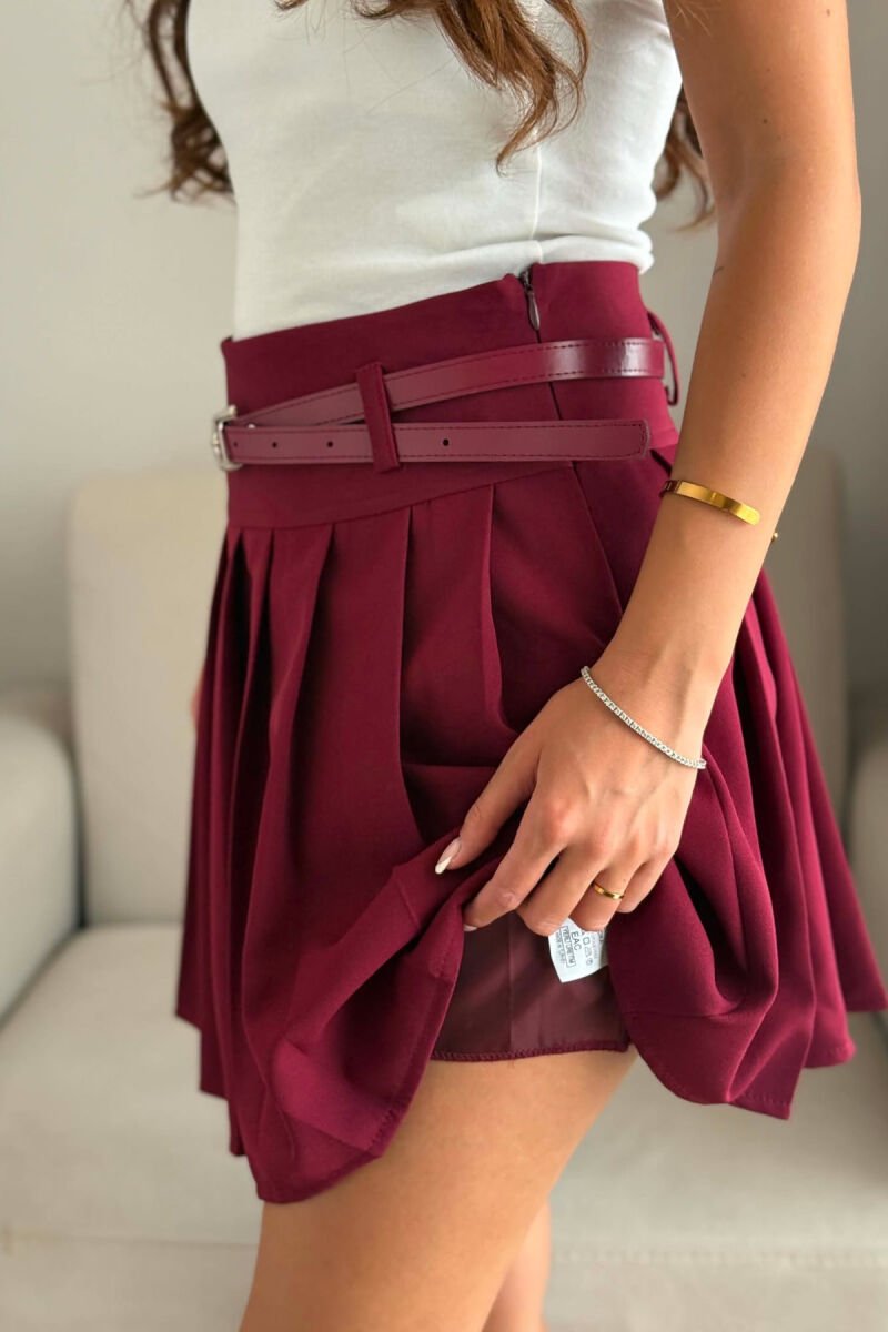 ONE COLOR BELT DETAIL TENNIS WOMEN SKORT BURGUNDY/VISHNJE - 5