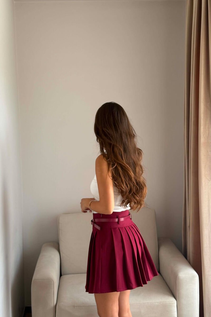 ONE COLOR BELT DETAIL TENNIS WOMEN SKORT BURGUNDY/VISHNJE - 6