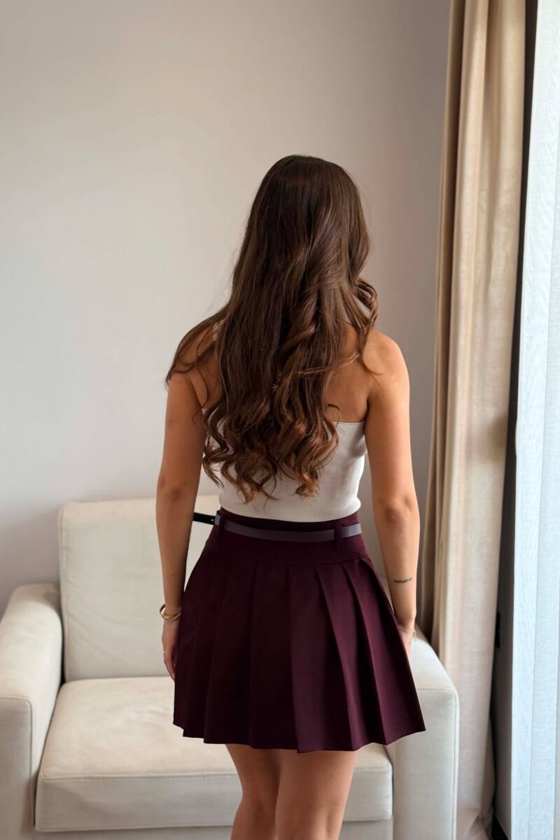 ONE COLOR BELT DETAIL TENNIS WOMEN SKORT DARK BURGUNDY/VISHNJE E ERRET - 4