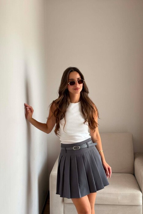 ONE COLOR BELT DETAIL TENNIS WOMEN SKORT DARK GREY/GEE - 2