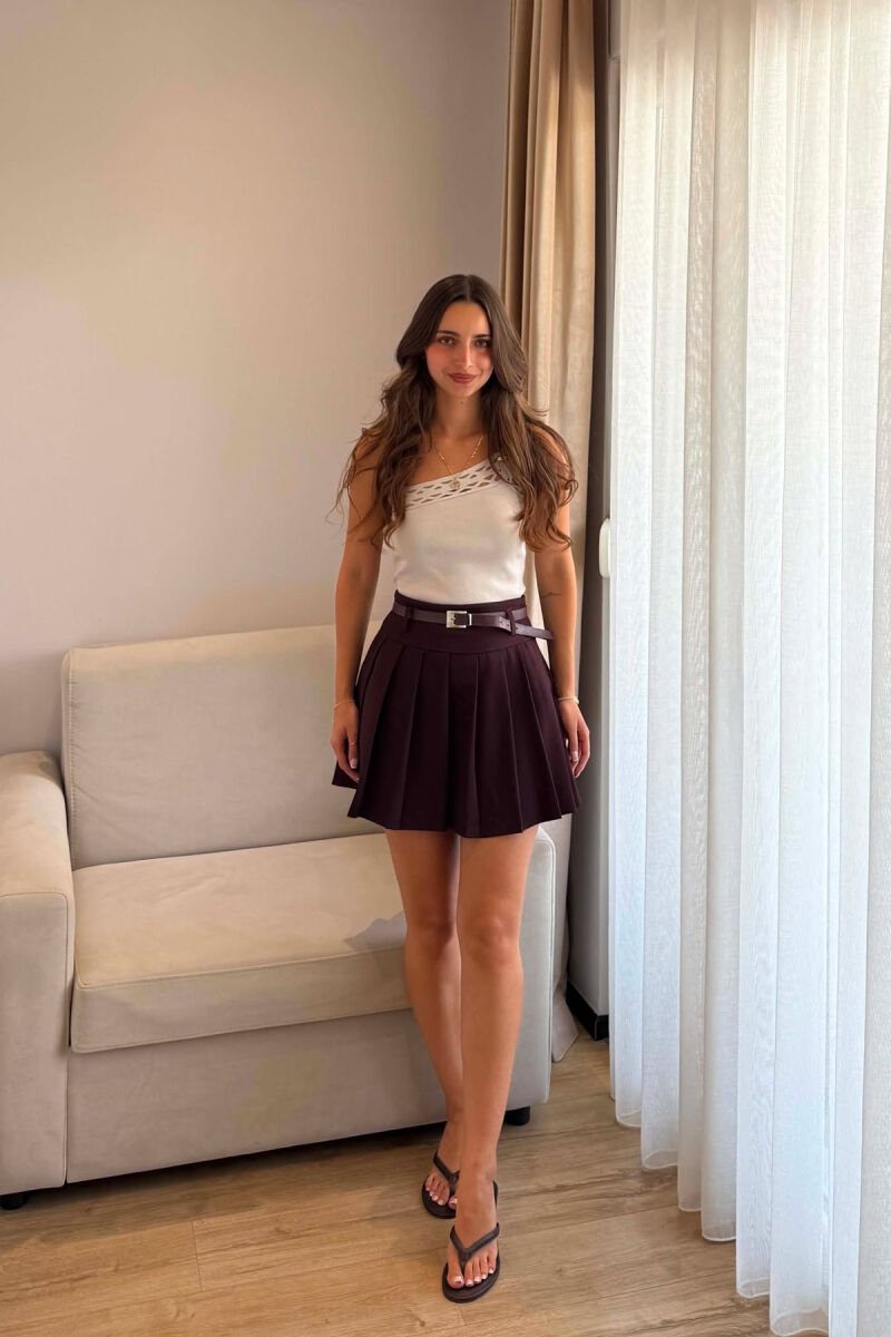 ONE COLOR BELT DETAIL TENNIS WOMEN SKORT DARK PURPLE/LEJLA ERRET - 1