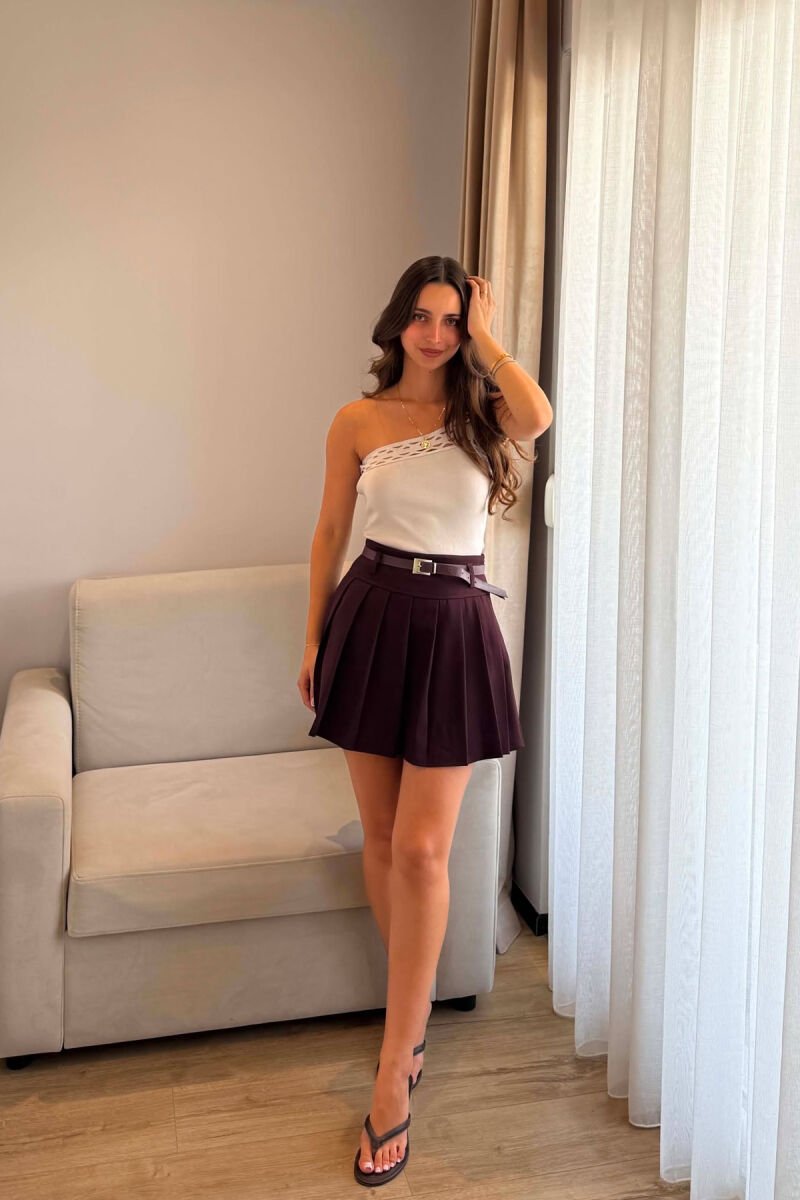 ONE COLOR BELT DETAIL TENNIS WOMEN SKORT DARK PURPLE/LEJLA ERRET - 2