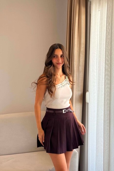 ONE COLOR BELT DETAIL TENNIS WOMEN SKORT DARK PURPLE/LEJLA ERRET - 3