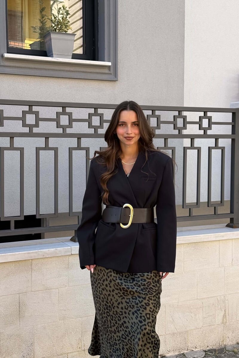 ONE COLOR BELT DETAIL WOMAN JACKET BLACK/ E ZEZE - 5