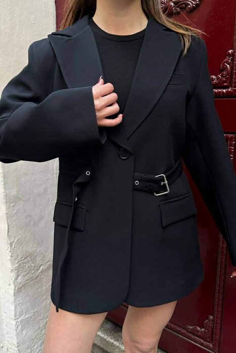 ONE COLOR BELT DETAIL WOMAN JACKET BLACK/ E ZEZE - 8