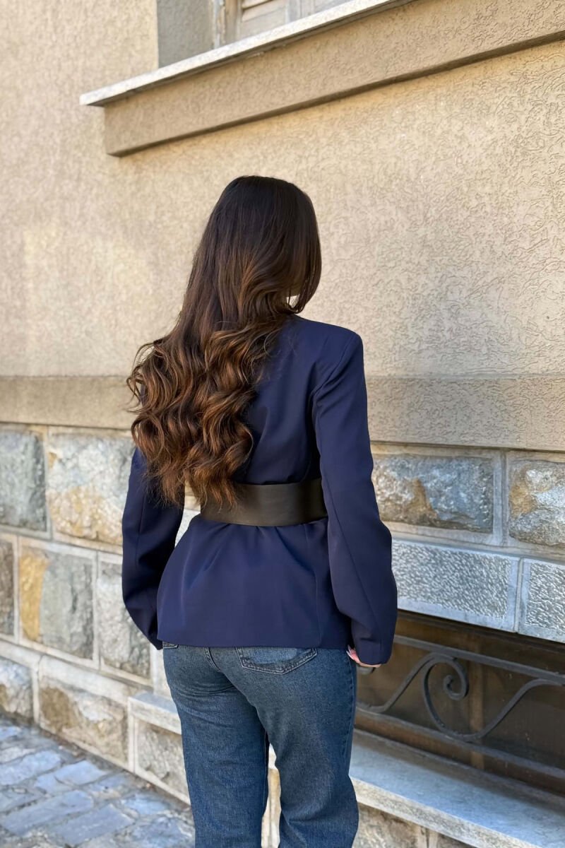 ONE COLOR BELT DETAIL WOMAN JACKET BLUE/BLU - 3