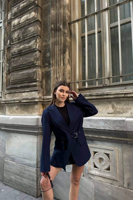 ONE COLOR BELT DETAIL WOMAN JACKET BLUE/BLU - 3