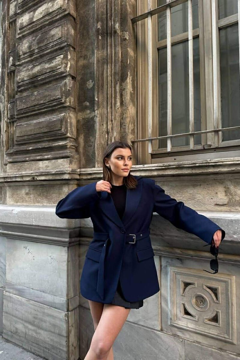 ONE COLOR BELT DETAIL WOMAN JACKET BLUE/BLU - 7