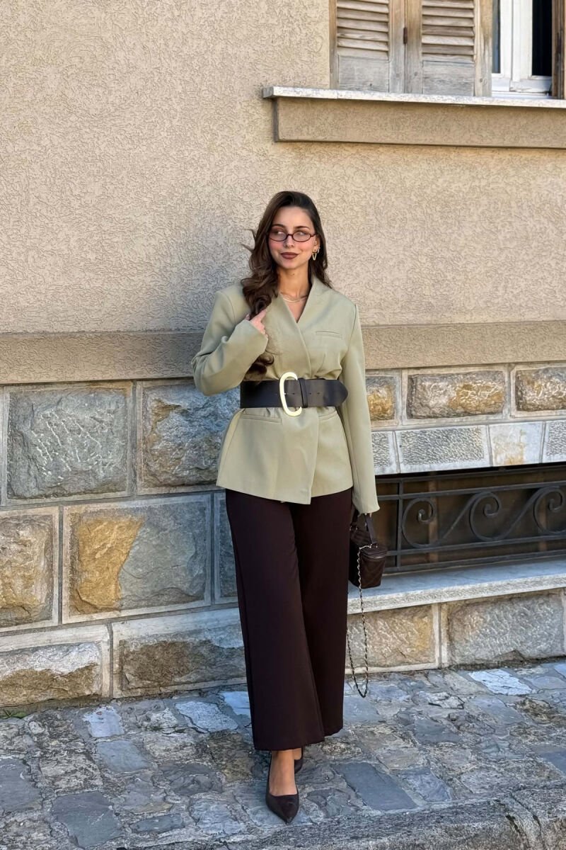 ONE COLOR BELT DETAIL WOMAN JACKET MINT/MENTE - 4