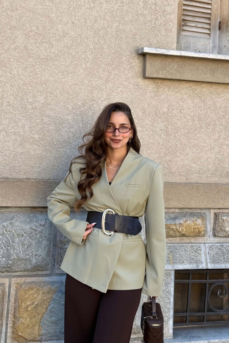 ONE COLOR BELT DETAIL WOMAN JACKET MINT/MENTE - 5