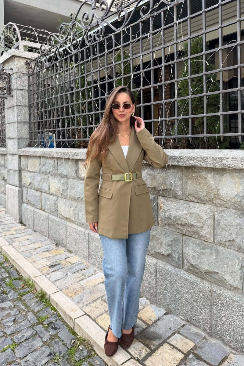 ONE COLOR BELT DETAIL WOMAN JACKET OLIVE/ULLI - 2