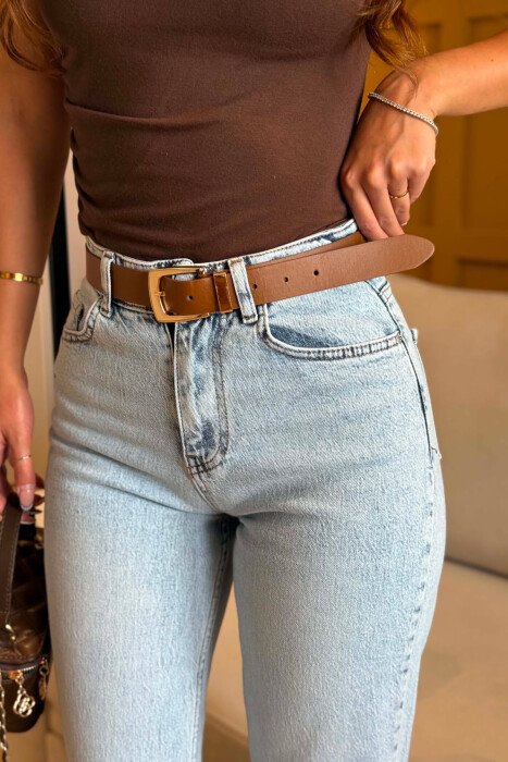 ONE COLOR BELT DETAIL WOMAN JEANS BABY BLUE/BLU BY - 