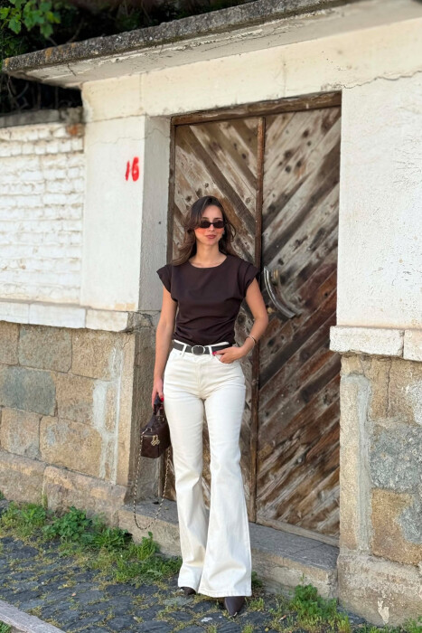 ONE COLOR BELT DETAIL WOMAN JEANS CREAM/KREM - 2