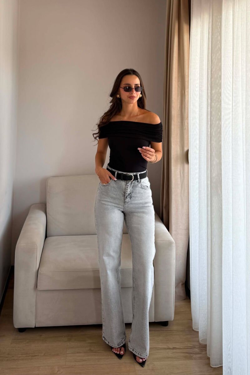 ONE COLOR BELT DETAIL WOMAN JEANS GREY/GRI - 2