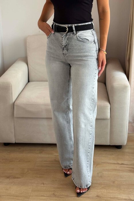 ONE COLOR BELT DETAIL WOMAN JEANS GREY/GRI - 4