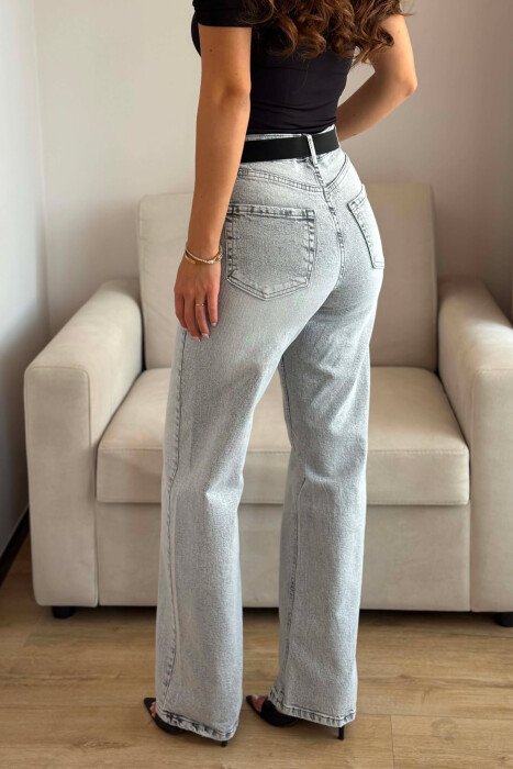 ONE COLOR BELT DETAIL WOMAN JEANS GREY/GRI - 5