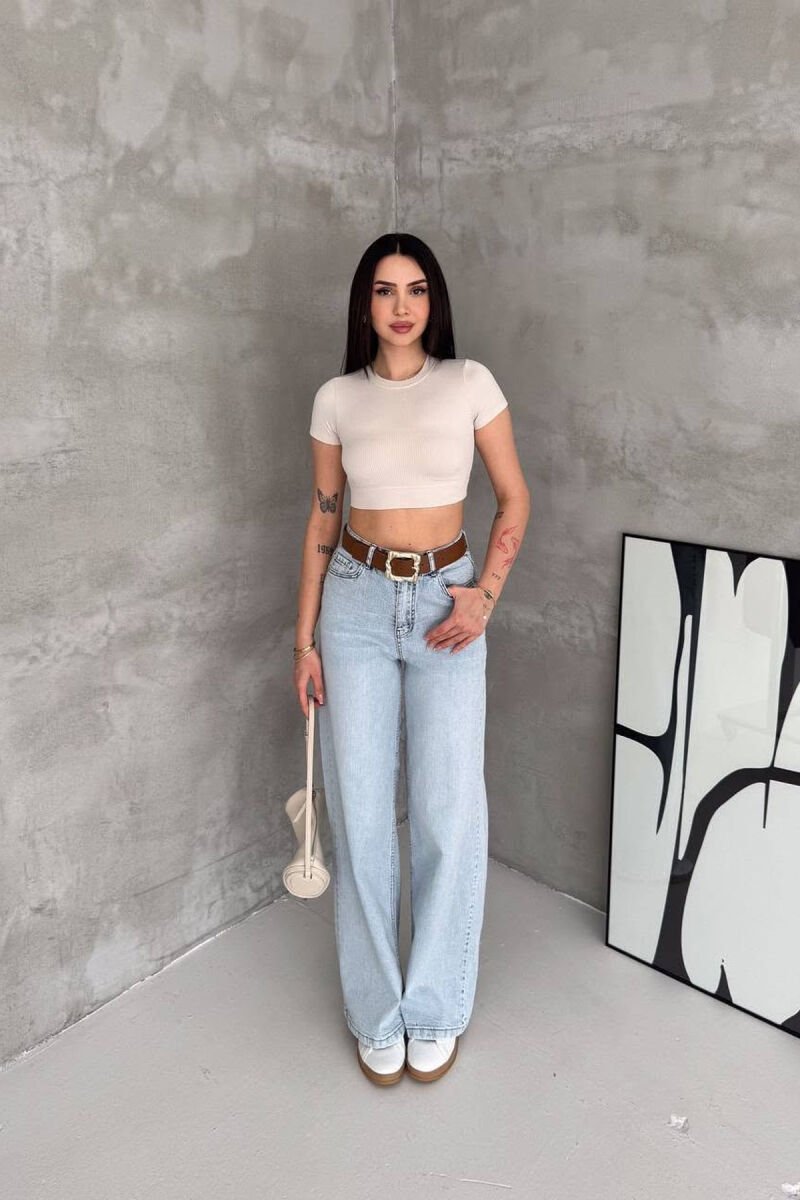 ONE COLOR BELT DETAIL WOMAN JEANS LIGHTBLUE/BZ - 4
