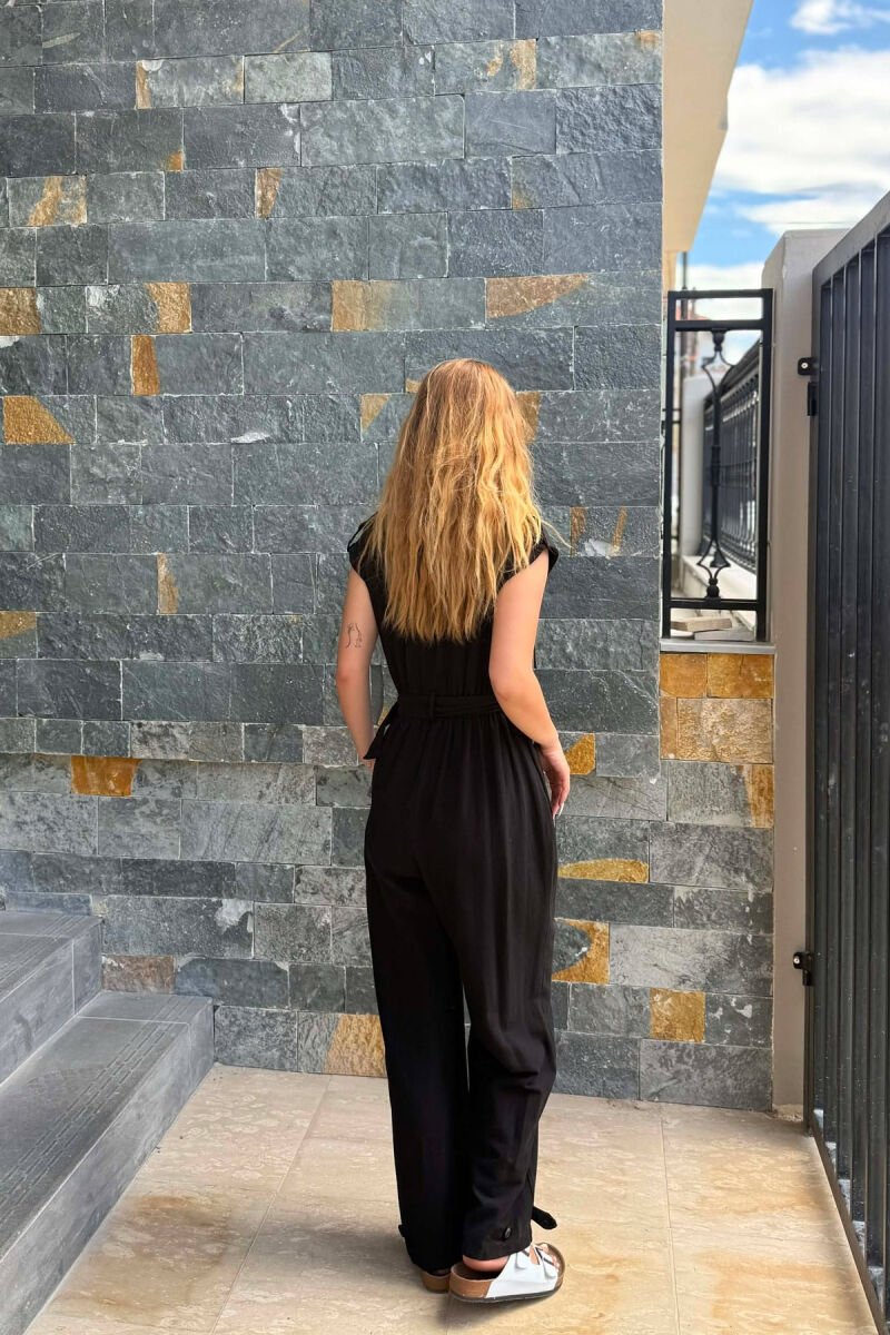 ONE COLOR BELT DETAIL WOMAN JUMPSUIT BLACK/ E ZEZE - 5
