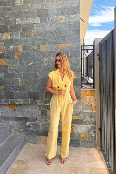 ONE COLOR BELT DETAIL WOMAN JUMPSUIT YELLOW/E VERDHE - 4