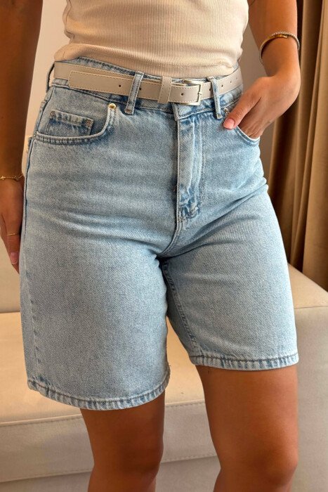 ONE COLOR BELT DETAIL WOMAN SHORTS BABY BLUE/BLU BY - 3