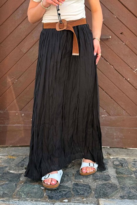 ONE COLOR BELT DETAIL WOMAN SKIRT BLACK/ E ZEZE - 5