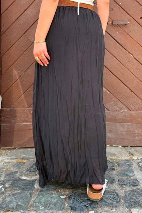 ONE COLOR BELT DETAIL WOMAN SKIRT BLACK/ E ZEZE - 7